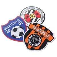 

Iron on Custom Soccer Team Name Logo Machine Woven Sport Fabric Patch and Badge for Uniform Clothing