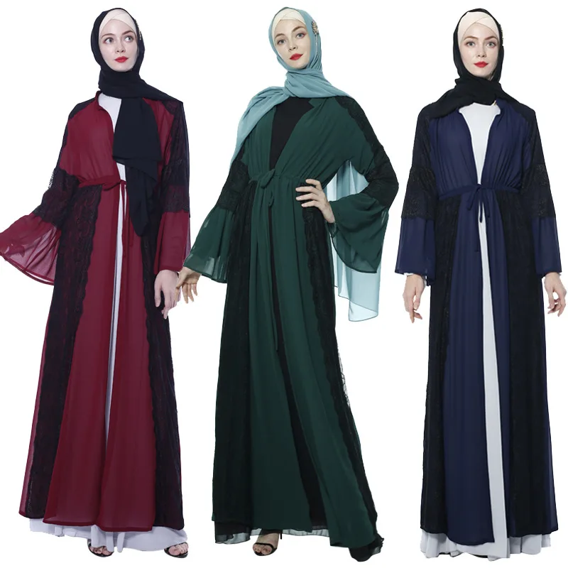 

LSY229 Novel fashion colour collision design Islamic Clothing Fashion Front Open Kimono Arabic Style Dubai Muslim Abaya
