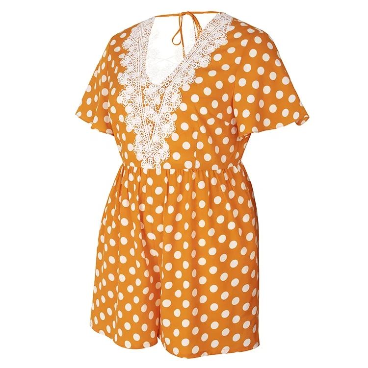 

Wholesale Fashion Women Summer Casual Short Sleeve Printed Plus Size Jumpsuit, 2 colors as pics
