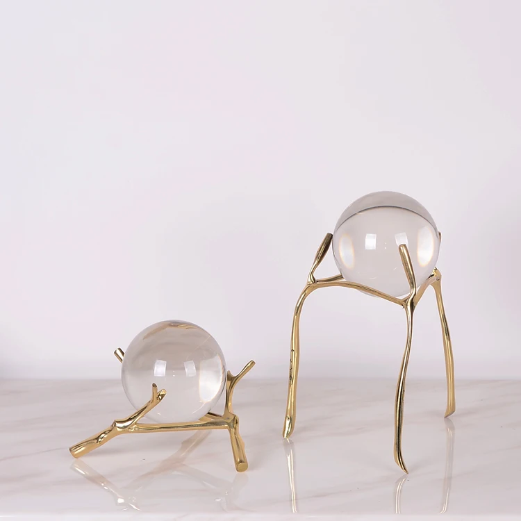 

CRYSTAL GLOBE DESKTOP HOME DECOR ACCENT LUXURY BRASS OFFICE DECORATIONS