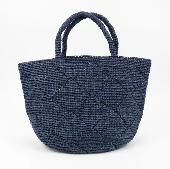 

2021 Trendy paper straw tote bag raffia bags beach women handbags handmade from Vietnam