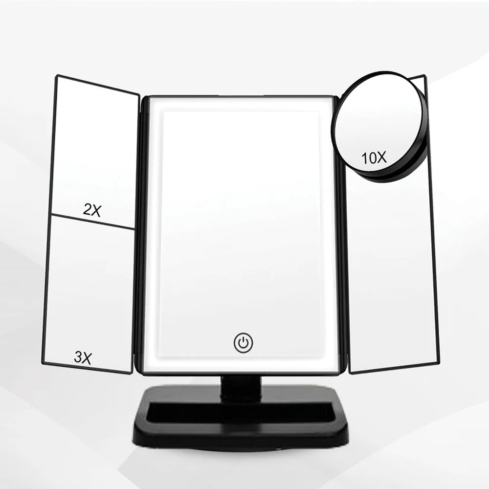 

Travel foldable mirror LED lighted vanity and makeup portable mirror