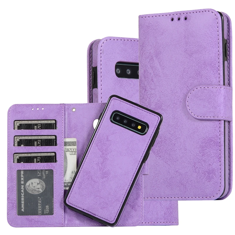 

S10 S20 case galaxy wallet flip leather removable wallet retro phone case leather wallet case for samsung s10+phone