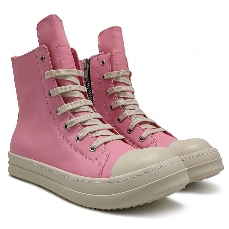

2021 Ro new summer high top women's Board Shoes Pink leisure sports student full leather high platform pair shoes