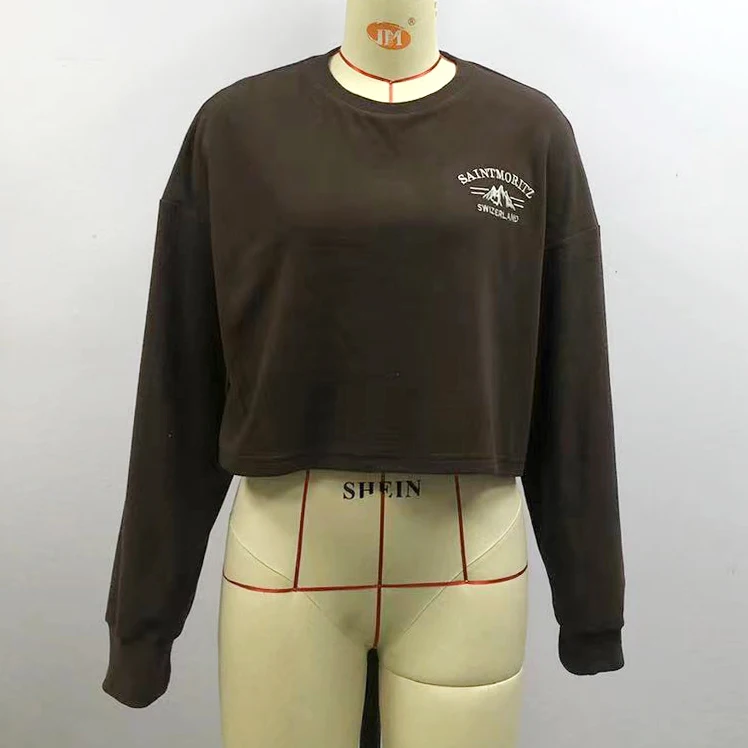 

Customized spring new letter print short sweater long sleeve pullover hoodie