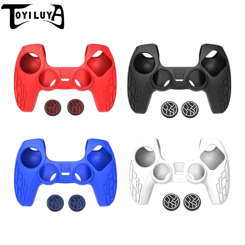 

T09 Ps5 Controller Protector Anti Slip Shell Case Cover Sollection Black Skin With Thumb Grips Accessories, Black,red,blue,white