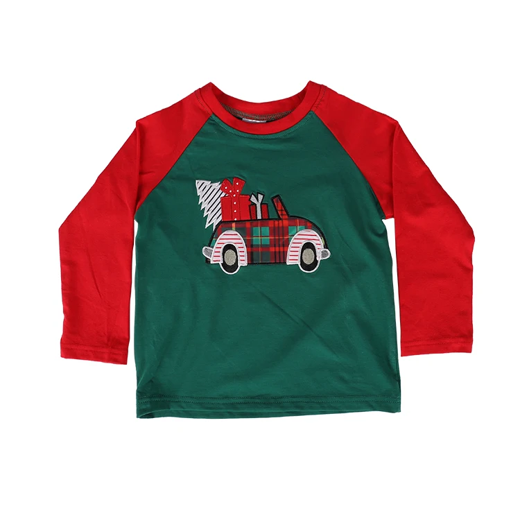 

Winter Christmas Boys Long Sleeve Shirt, Red,dark green