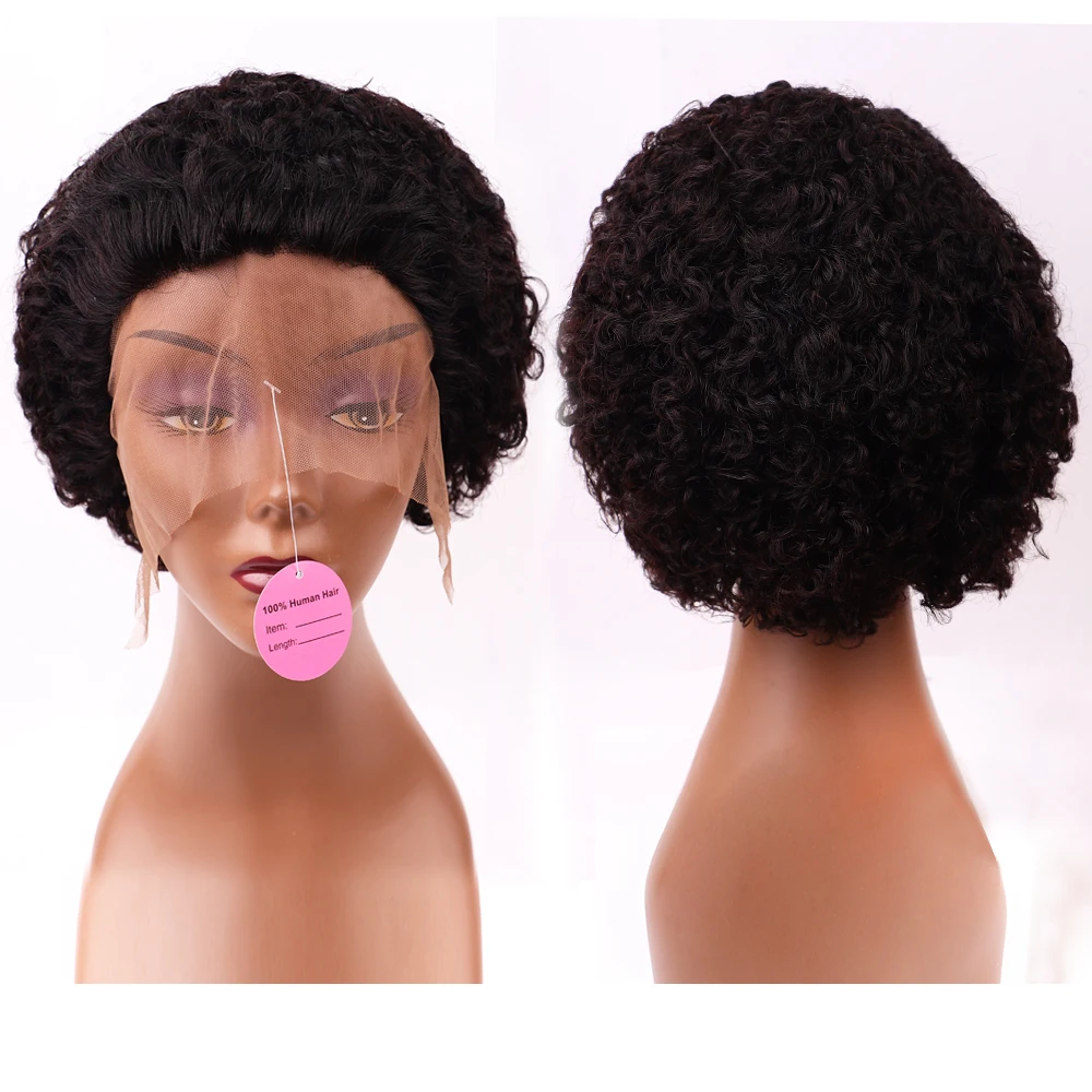

Soft Lovely Curl Afro Kinky Curly Wigs Short Cut Wig 100% Brazilian Curly Human Hair Wig For Black Women, 1b natural black