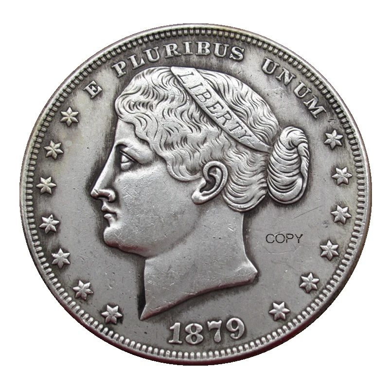 

US 1879 Hair In Burn Dollar Patterns Silver Plated Copy Coin