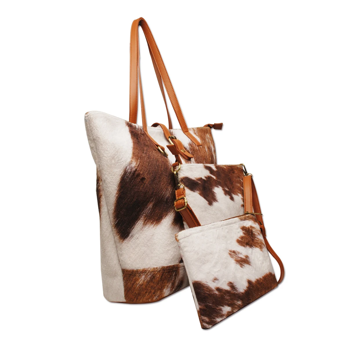 

Domil 3 in 1 Set Women Handbags 3PCS Cowhide Suede Shoulder Bags Large Tote With Zipper Customized Clutch Bag DOMIL1839, Customized color