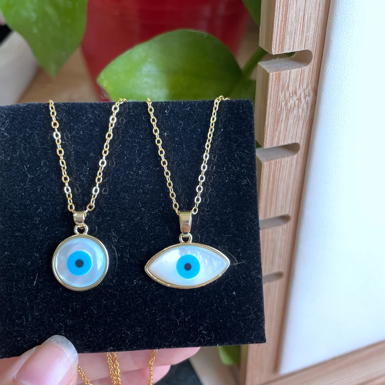 

Hot Selling 18k Gold Plated Evil Eyes Necklace Pendant Jewelry For Women Blue Eye Necklace Wholesale