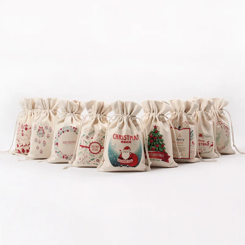 

Christmas canvas drawstring sack gift bag