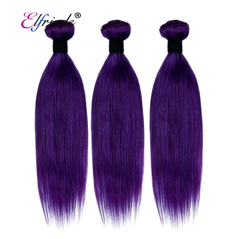 

Dark Purple Straight 10A Brazilian Remy Human Hair Bundles Deals Pre Colored Hair Weaves 3pcs/pack XTHW-168