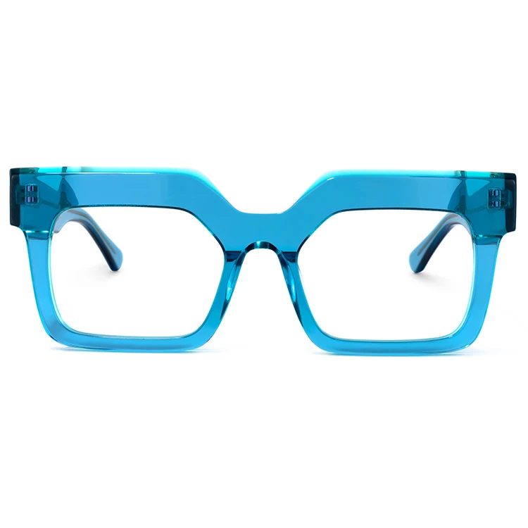 

High Quality Square Acetate Wide Tortoise Blue Pattern Design Unisex Eyewear Optical Eyeglasses, 4 colors
