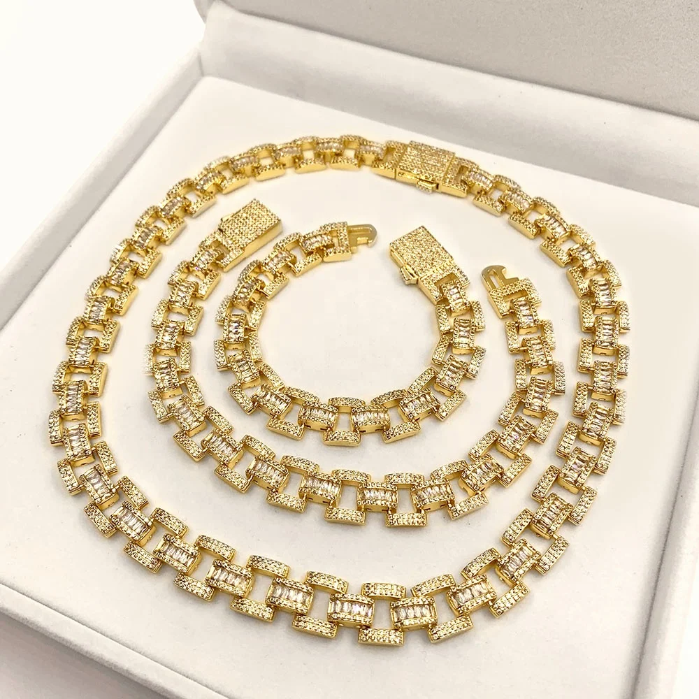 

Hip hop bling chain necklaces 14k gold moissanite iced out choker necklace ankle, Picture