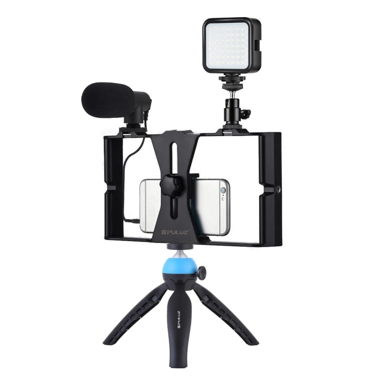 

Dropshipping Easy Carry PULUZ 4 in 1 Vlog Youtube Live Broadcast LED Video Fill Light Kits with Microphone