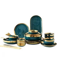 

Nordic luxury dark green dinner plate household color glaze dinnerware set ceramic tableware combination set
