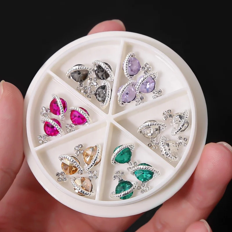 

18pcs New Nail Jewelry Charm 6 Color Happy Planet Nail Art Crystals Jewelry Rhinestone Manicure Tips Accessories Charms, As shown