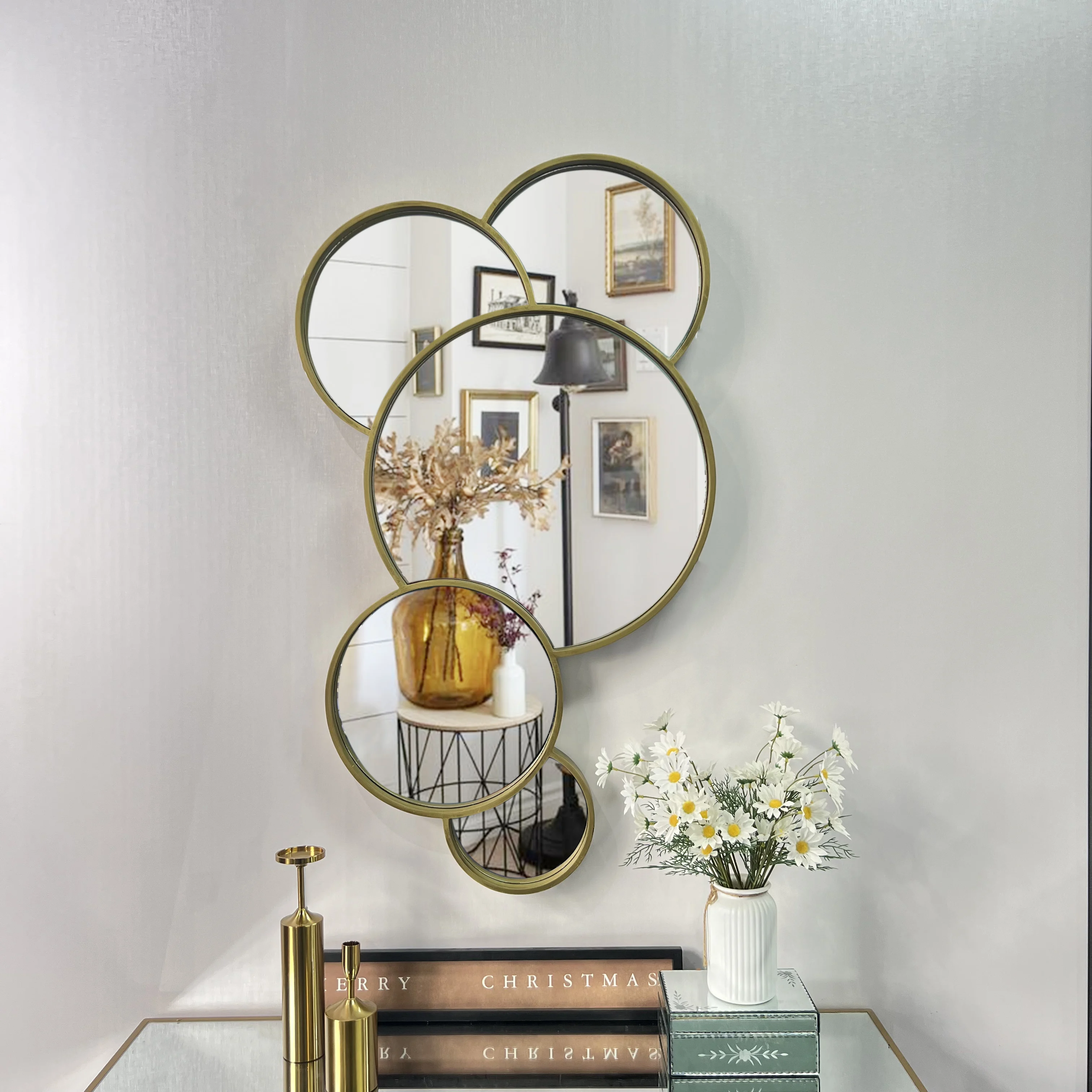 109X61CM Golden Luxury Retro Art Modeling Wall Arts Hanging Decorative Mirror Home House Glass Decor for Sale Dropshipping DDP