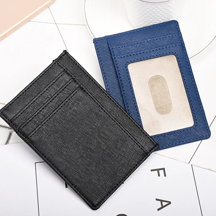 

Minimalist Ultra Slim Card Holder Wallet Saffiano Leather Rfid Front Pocket Wallet For Man