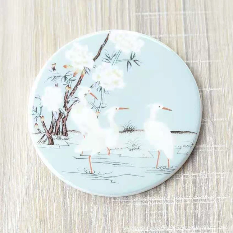 

Waterfowl Absorbent Place Mats Light Green Crane Mugs Kitchen Decor Cup For Coffee Table Bar, Cmyk