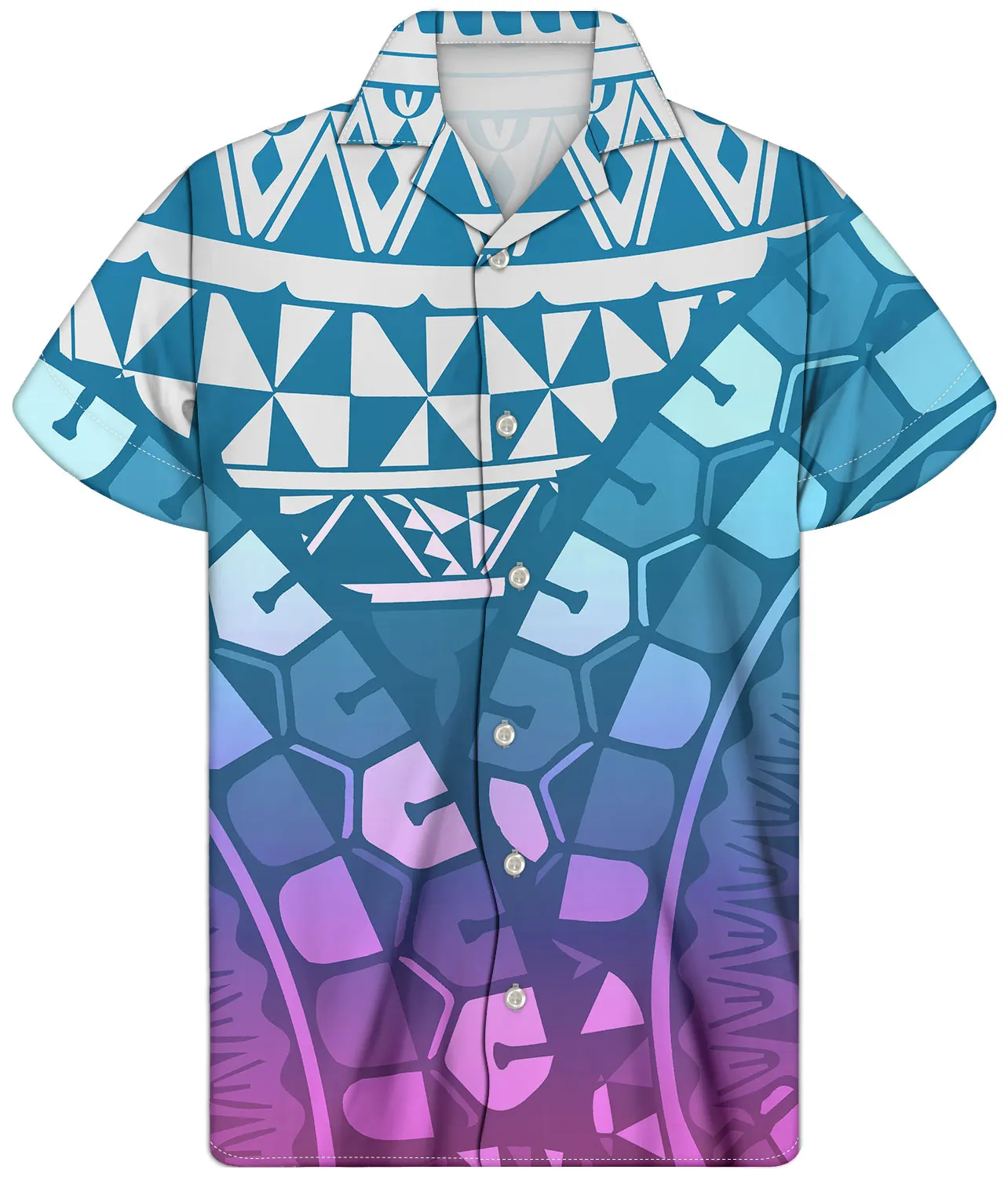 

Polynesian Tribal Shirts Custom 3D Print Cuba Collar Short Sleeves Regular Fit Shirts Plus Size, Customized color