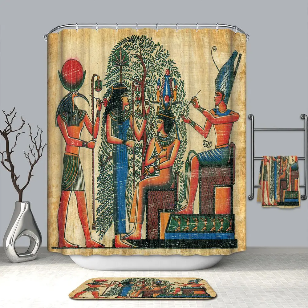 

Ancient Egypt mural pattern high quality waterproof hotel 3D shower curtain
