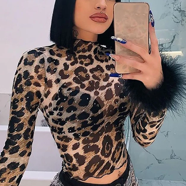 

FS2275D 2021 spring Female crop tops Long sleeve casual T shirts