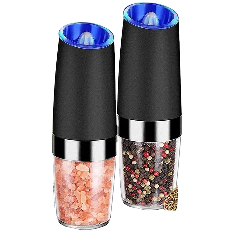 

stainless steel pepper grinder manual automatic salt and pepper grinder set, Black