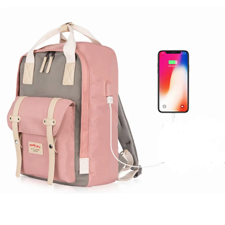 

Wholesale summer travel nylon waterproof backpack usb charging girl school back pack bag for hot sale