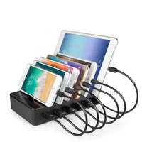 

Best selling Amazon 6 port black USB charging station for mobile phones, tablets, ipad (without data cable)