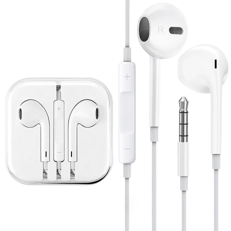 

Promotion Earphones Wired 3.5mm with Mic 1.2m In-ear Stereo Sport headphone for iPhone 5/5s/6s, White