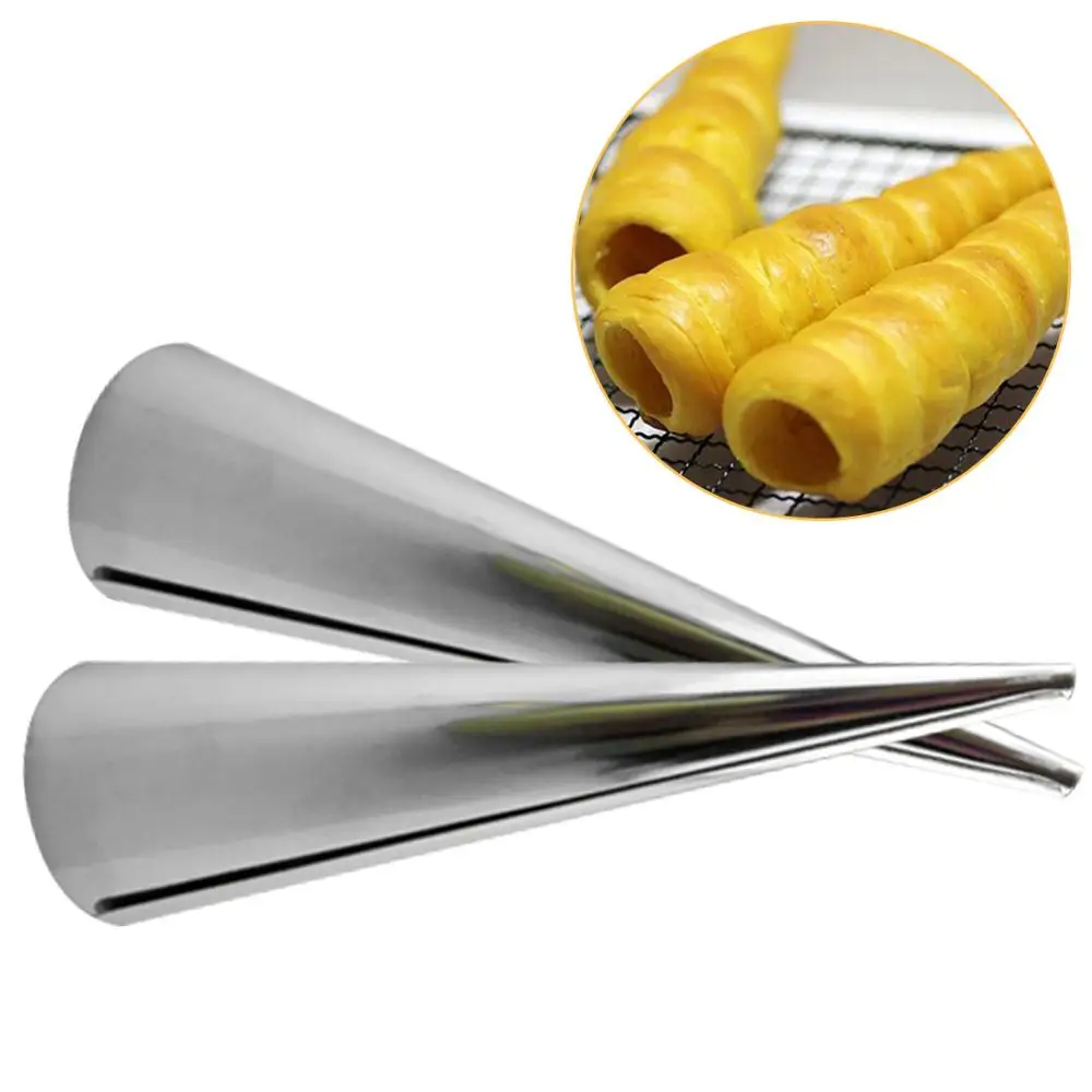 

Spiral Croissant Tubes Baking Cones Stainless Steel Horn bread Pastry making Cake Mold baking supplies, As photo