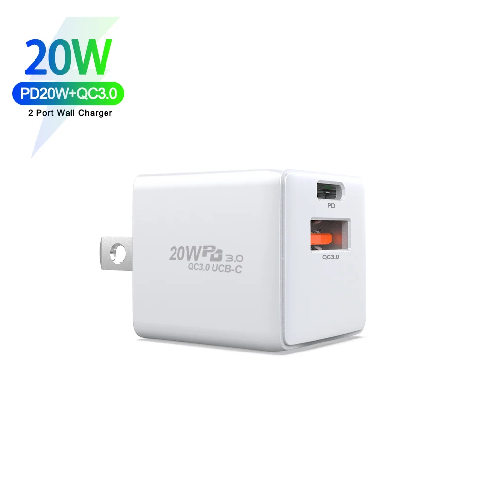 

2021 PD20W+QC3.0 US standard mobile phone charger charging head suitable for Apple 12
