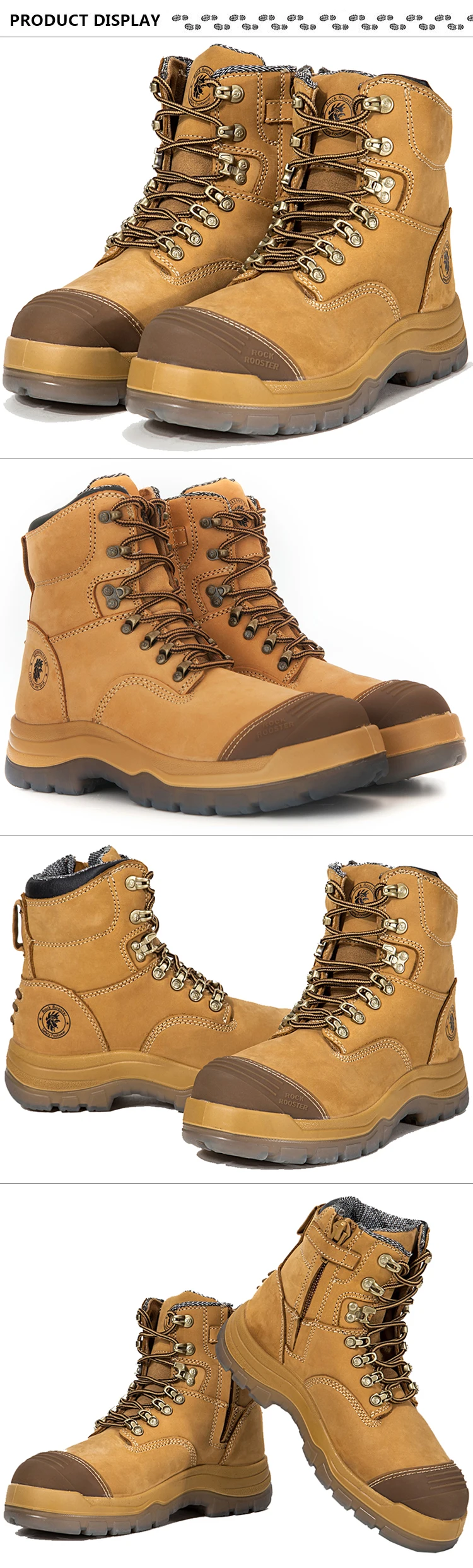 Rockrooster-botas Con Punta De Acero Para Hombre,Zapatos De Seguridad