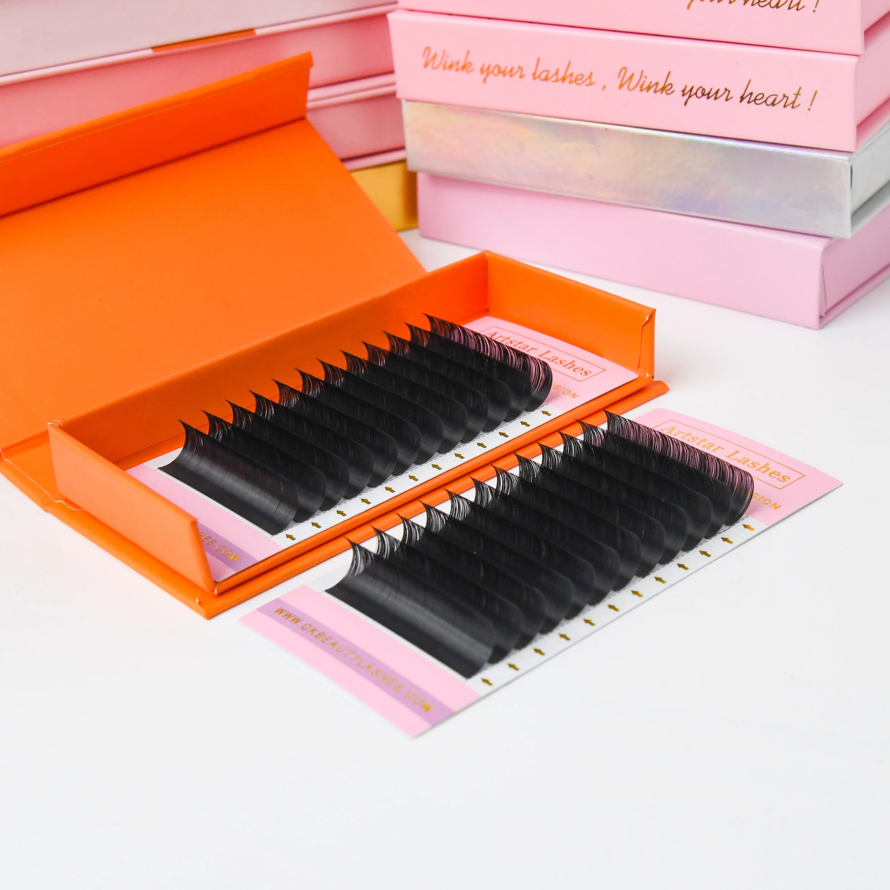 

Fluffy mink b c d curl 0.03.05.10.20 17mm extraling volume bulk eyelash extension trays korea lash extension