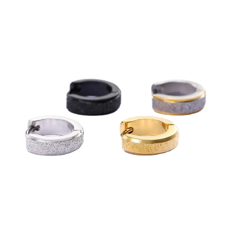 

2021 new titanium steel trendy hip-hop frosted men's ear buckles