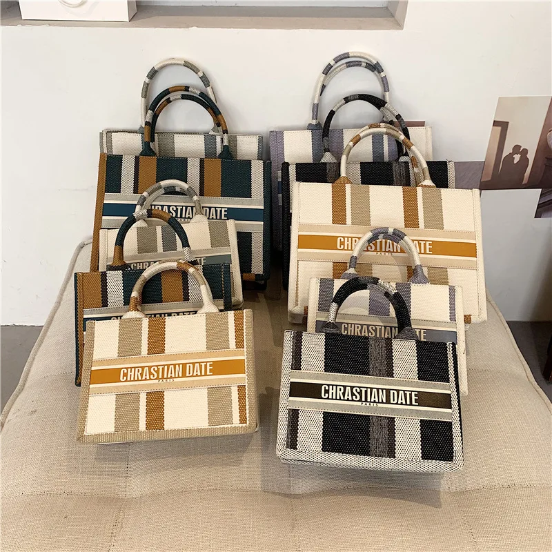 

New Arrival Popular Women Hand Bags Luxury Brand Hand Bags Ladies Canvas Tote Bag-Large and Small, As picture