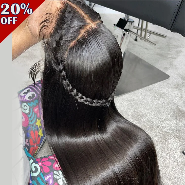 

50 inch straight 100% vietmanese human hair hd Transparent lace front bone straight double drawn bone straight wig human hair