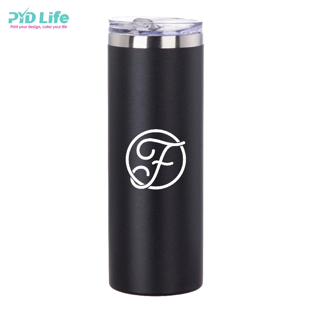 

Custom UV Print Powder Coating Black Stainless Steel Tumbler Double Wall Wholesale Skinny Tumbler With Straw