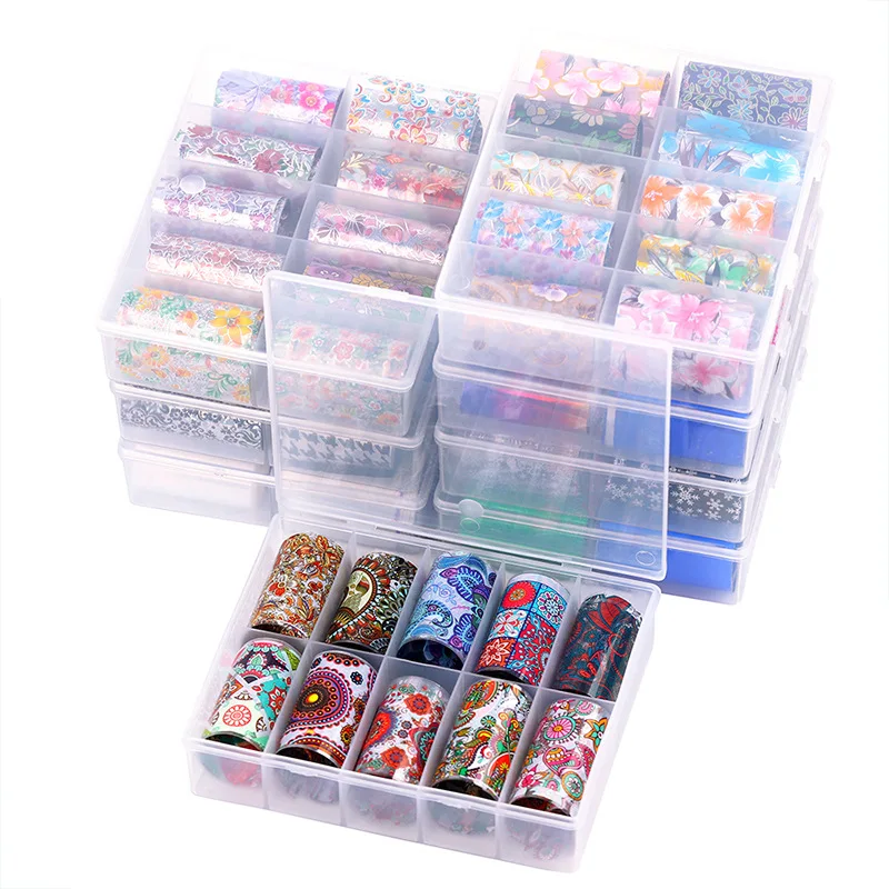 

NA063 10Pcs Holographic Nail Art Transfer Foil Sticker Starry Designers Nail Stickers Adhesive Decals Nails Accessories