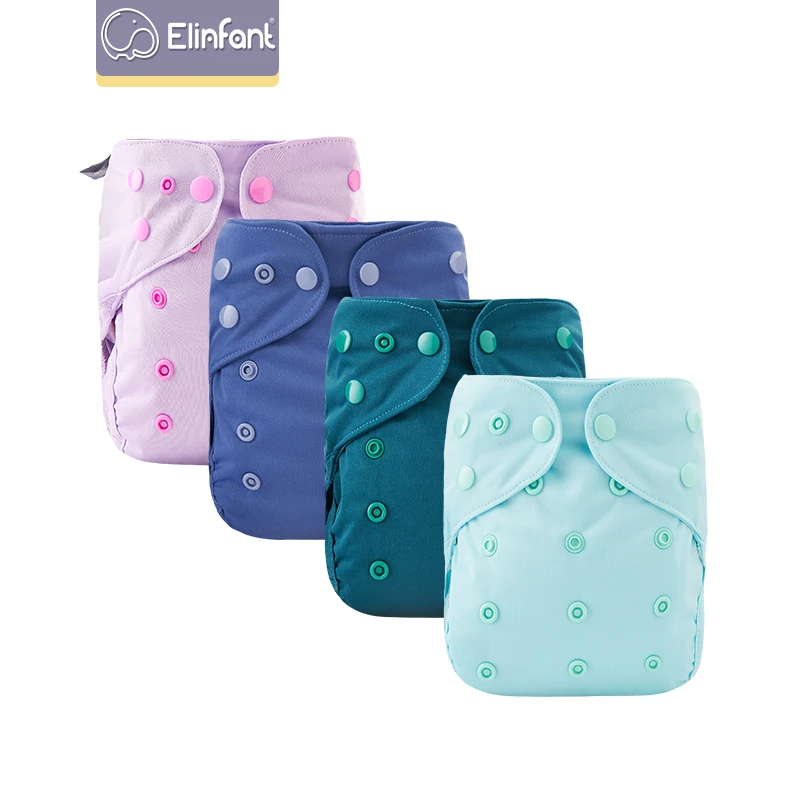 

Elinfant Solid Color Baby Diaper Cover Reusable Plain Baby Cloth Diaper OS Washable Diaper Nappy Cover For Baby