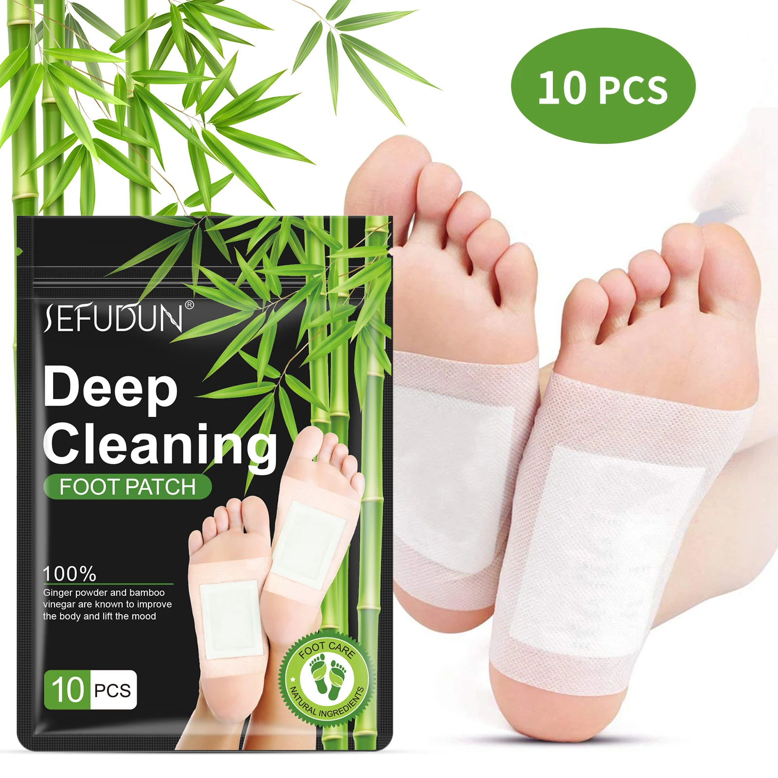 

OEM Natural Ginger Powder Bamboo Vinegar Detox Foot Pads Deep Cleansing Foot Patches Improve Sleeping Moisturize Feet Patch