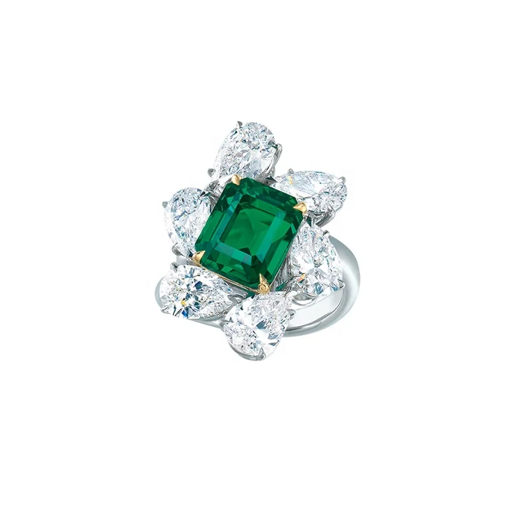

Unique Design White Gold Plated 925 Silver Jewelry 4.0 carat Emerald Cut Diamond Ring