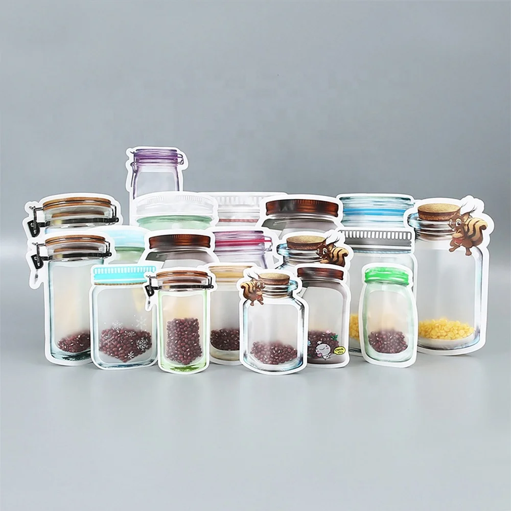 

Mason Jar Bottle Ziplock Bags Food Packing Pouch Reusable Storage Bags