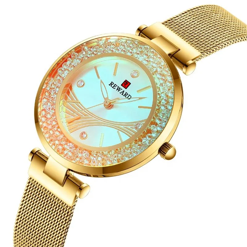 

REWARD Ladies Watches Brands Luxury Rhinestone Dial Lady Watch Best Selling Stainless Steel Quartz Wristwatch Reloj Mujer