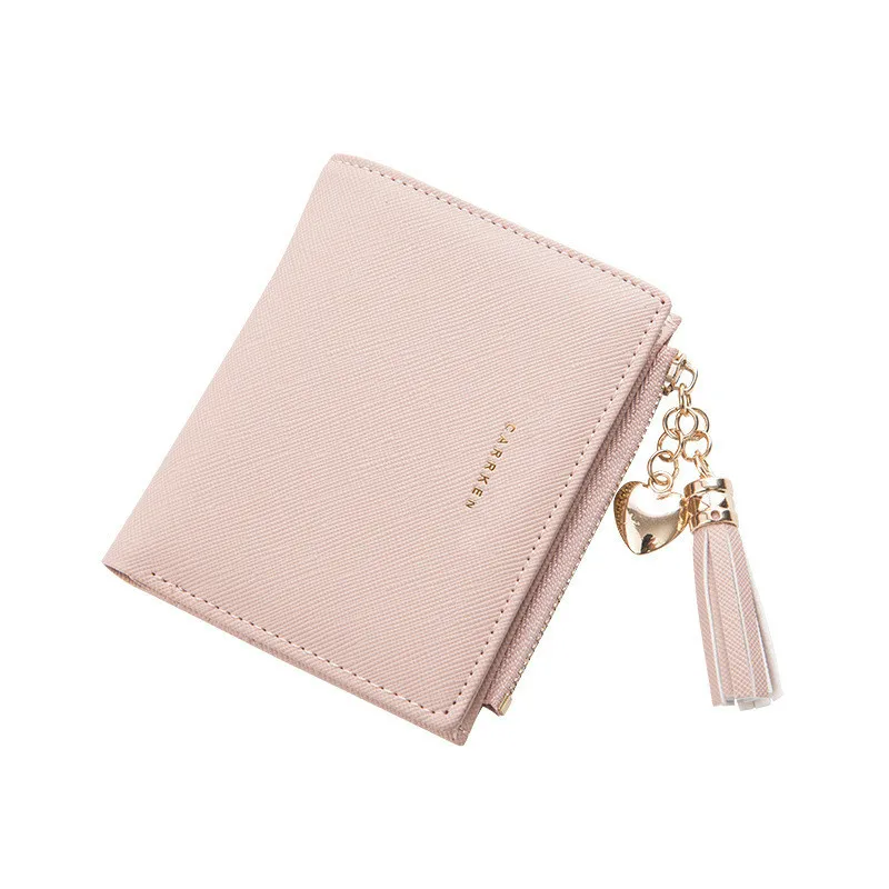 

2019 Tassel Small Cute Wallet Short Leather Women Wallets Zipper Purses Portefeuille Female Purse Clutch