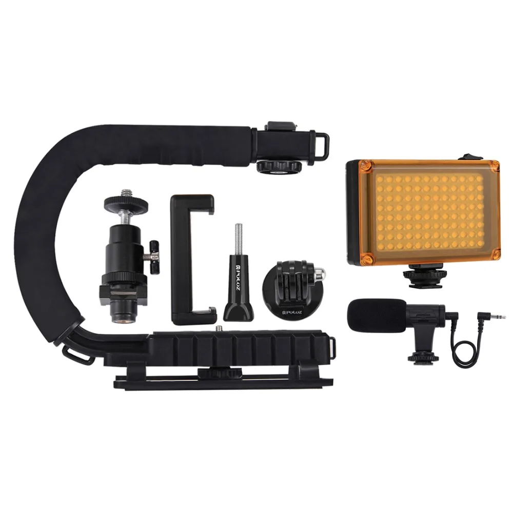 
3 kg Max Loading Capacity and ABS camera Stabilizer kit with led light microphone 