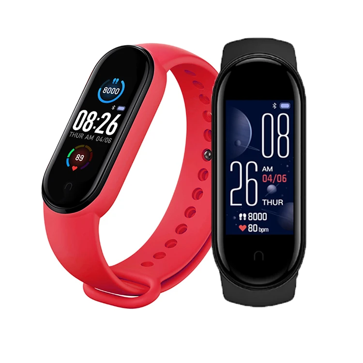 

2020 New Arrival M5 Smart Bracelet Waterproof Fitness Tracker Smart Watch for Phone, Black red blue pink purple