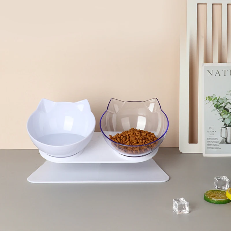 

Antiskid Tilting Style Cat Shape Pet Bowl Transparent Pet Cat Feeder Pet Food Dish Water Bowl